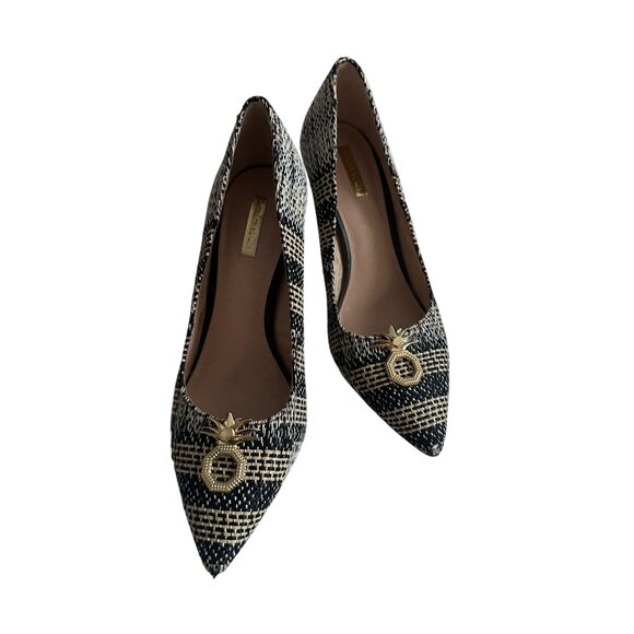 LOUISE ET CIE Patterned Pineapple Gold Heels Size 10 - Picture 3 of 9